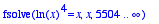 fsolve(ln(x)^4 = x,x,5504 .. infinity)