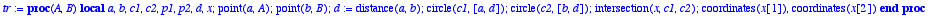 tr := proc (A, B) local a, b, c1, c2, p1, p2, d, x;...