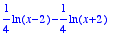 1/4*ln(x-2)-1/4*ln(x+2)