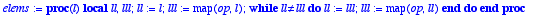 elems := proc (l) local ll, lll; ll := l; lll := ma...