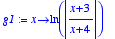 g1 := proc (x) options operator, arrow; ln(abs((x+3...
